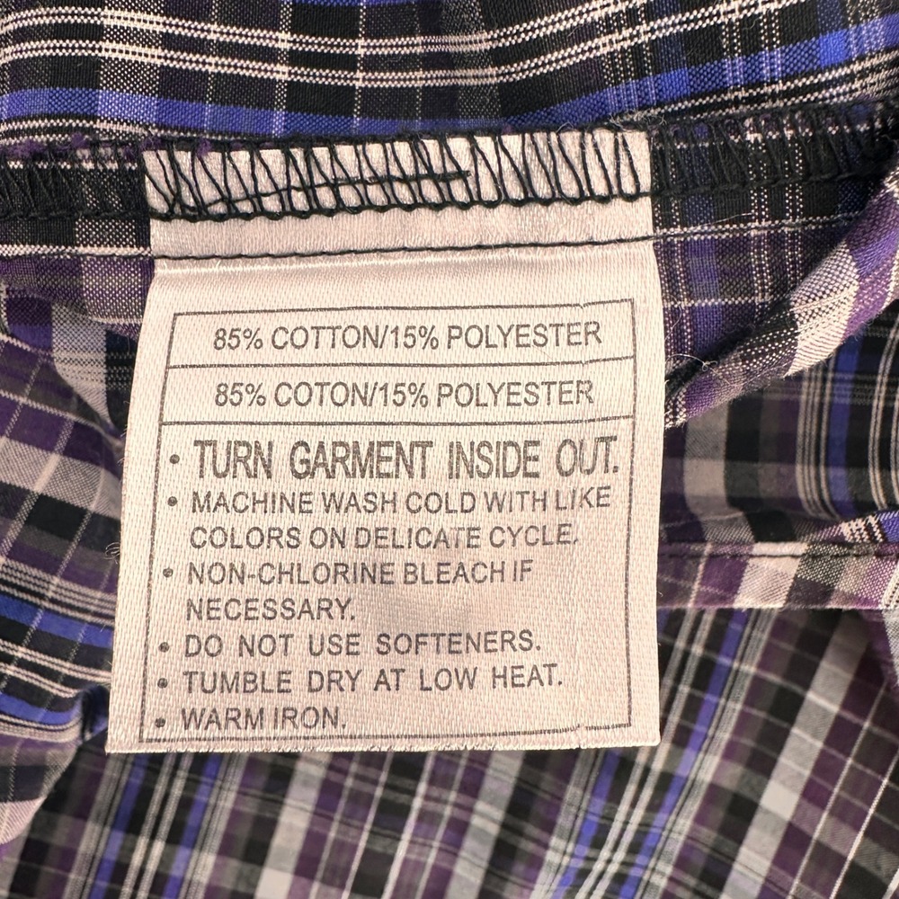 Ariat Pro Series Mens Small Purple Plaid Long Sleeve Snap Front Western Shirt - Picture 6 of 11